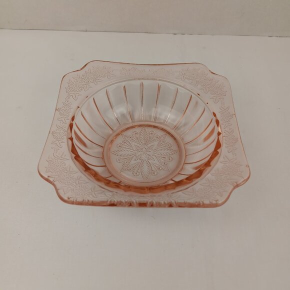 Vintage Jeanette Glass Adam Pattern Pink Small Dessert Bowl 4 3/4" - Picture 2 of 7